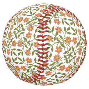 Orange Flowers, Floral Pattern, Greenery, Boho Softball