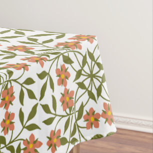 Orange Flowers, Floral Pattern, Greenery, Boho Tablecloth