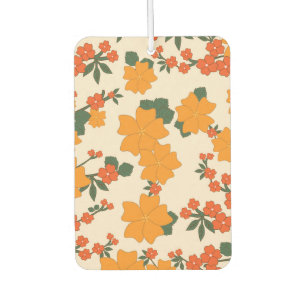 Orange Flowers, Floral Pattern, Pattern Of Flowers Car Air Freshener