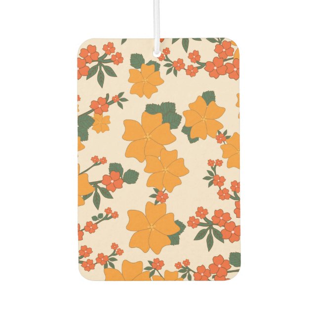 Orange Flowers, Floral Pattern, Pattern Of Flowers Car Air Freshener (Front)