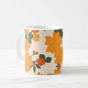 Orange Flowers, Floral Pattern, Pattern Of Flowers Coffee Mug
