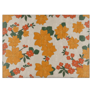 Orange Flowers, Floral Pattern, Pattern Of Flowers Cutting Board