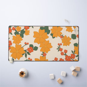 Orange Flowers, Floral Pattern, Pattern Of Flowers Desk Mat