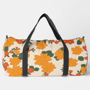 Orange Flowers, Floral Pattern, Pattern Of Flowers Duffle Bag
