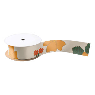 Orange Flowers, Floral Pattern, Pattern Of Flowers Satin Ribbon