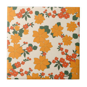 Orange Flowers, Floral Pattern, Pattern Of Flowers Tile