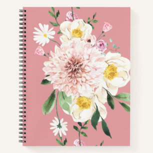 Orange flowers floral Spiral Notebook