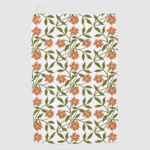 ORANGE FLOWERS  GOLF TOWEL