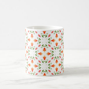 Orange flowers green leaves pattern coffee mug