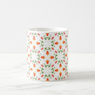Orange flowers green leaves pattern coffee mug