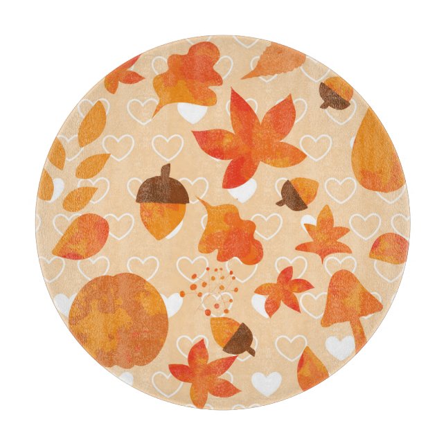 Orange Flowers: Hand Doodle Pattern. Cutting Board (Front)