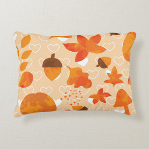 Orange Flowers: Hand Doodle Pattern. Decorative Cushion