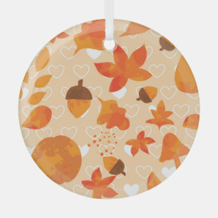 Orange Flowers: Hand Doodle Pattern. Glass Tree Decoration