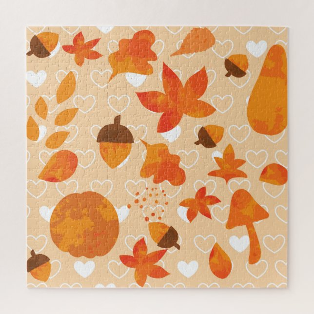 Orange Flowers: Hand Doodle Pattern. Jigsaw Puzzle (Vertical)