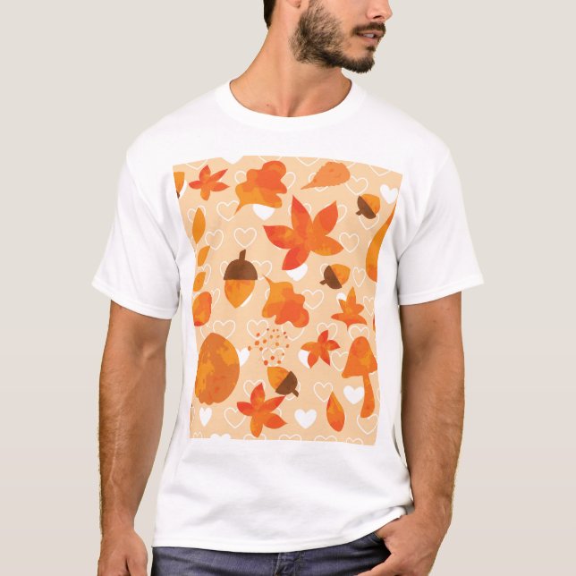 Orange Flowers: Hand Doodle Pattern. T-Shirt (Front)