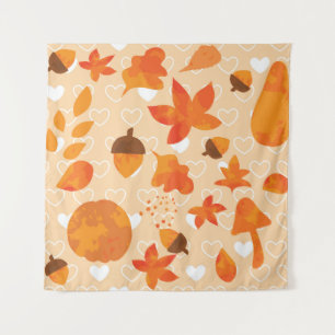 Orange Flowers: Hand Doodle Pattern. Tapestry