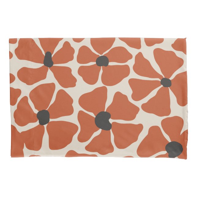 Orange Flowers Hand Drawn Pattern Pillowcase (Front)