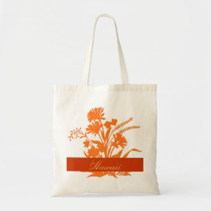 Orange flowers Hawaii reusable souvenir bag