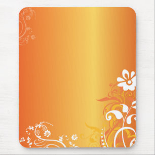Orange Flowers Mouse Mat