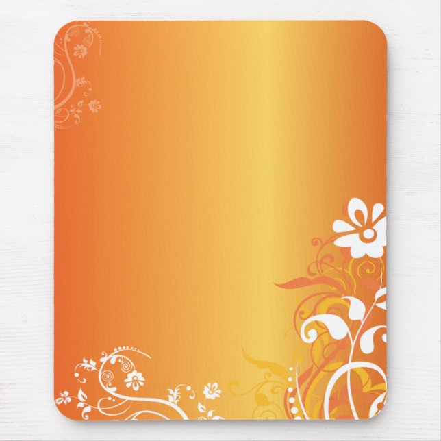 Orange Flowers Mouse Mat (Front)