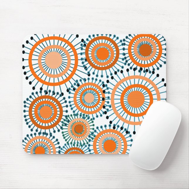 Orange Flowers  Mouse Mat (With Mouse)