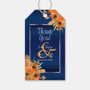 Orange Flowers on Navy Blue Gift Tags
