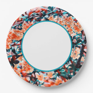 Orange Flowers Paper Plate