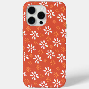 Orange Flowers Pattern iPhone 15 Pro Max Case