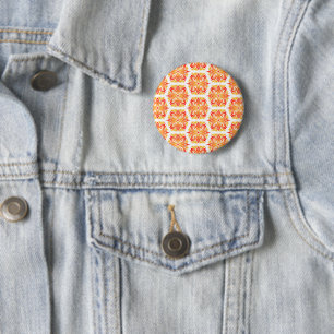 Orange Flowers, Pattern Of Flowers, Floral Pattern 6 Cm Round Badge