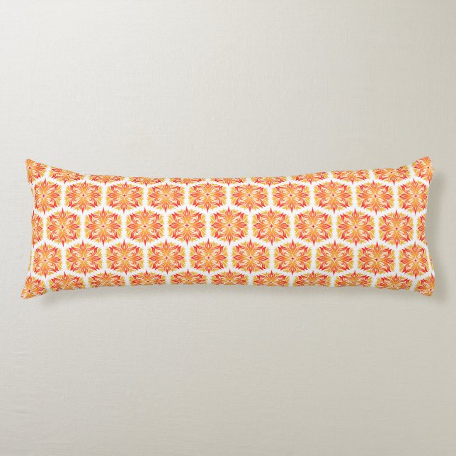 Orange Flowers, Pattern Of Flowers, Floral Pattern Body Cushion (Front)