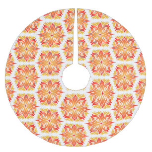 Orange Flowers, Pattern Of Flowers, Floral Pattern Brushed Polyester Tree Skirt