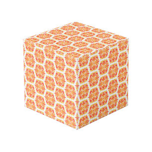 Orange Flowers, Pattern Of Flowers, Floral Pattern Cube
