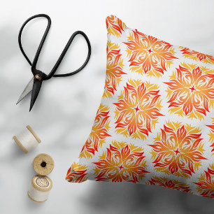 Orange Flowers, Pattern Of Flowers, Floral Pattern Decorative Cushion