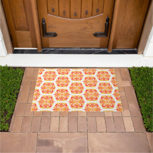 Orange Flowers, Pattern Of Flowers, Floral Pattern Doormat