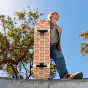 Orange Flowers, Pattern Of Flowers, Floral Pattern Skateboard