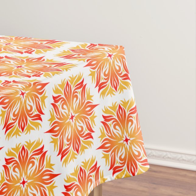 Orange Flowers, Pattern Of Flowers, Floral Pattern Tablecloth (In Situ)