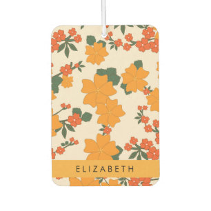 Orange Flowers, Pattern Of Flowers, Your Name Car Air Freshener
