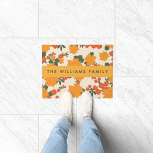 Orange Flowers, Pattern Of Flowers, Your Name Doormat