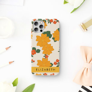 Orange Flowers, Pattern Of Flowers, Your Name iPhone 16 Case