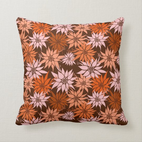 Orange Flowers Pillow Zazzle.co.uk