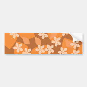 Orange Flowers. Retro Floral Pattern. Bumper Sticker