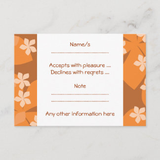 Orange Flowers. Retro Floral Pattern. RSVP Card