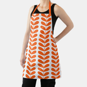 Orange Flowers Retro Mid-Century Modern Apron