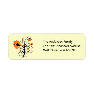 Orange Flowers Return Address Avery Label