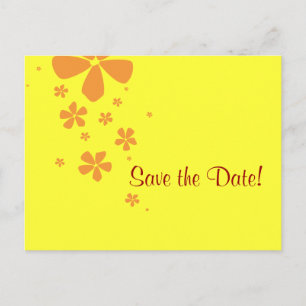 Orange Flowers Save the Date Postcard with Photo