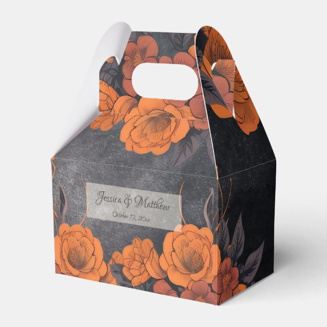 Orange Flowers simple Elegant  Favour Box (Front Side)