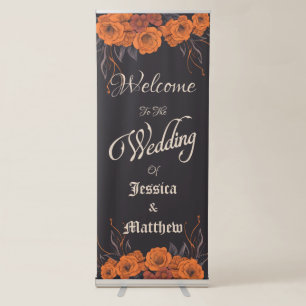 Orange Flowers simple Elegant Welcome Wedding Retractable Banner
