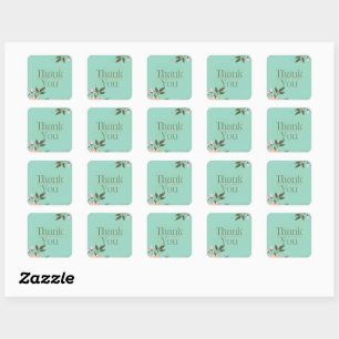 orange flowers thankful stickers, square sticker
