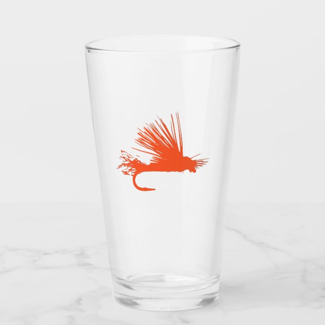 Orange Fly Fishing Fly Glass (Front)