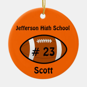 Orange Football number Ornament